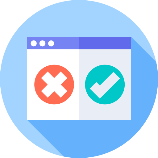 Ikona czerwonego krzyża i zielonego znaku wyboru